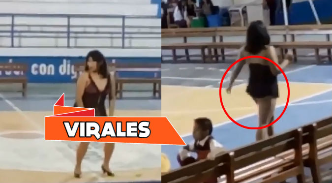 Critican a joven que bailó 'Sin Pijama' en babydoll dentro de un colegio (VIDEO)