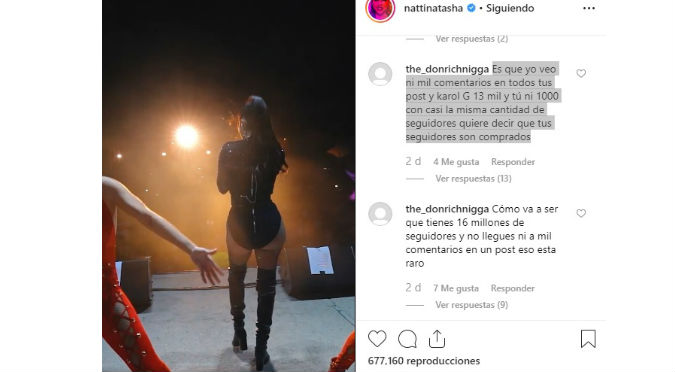 Natti Natasha es acusada de comprar seguidores en Instagram