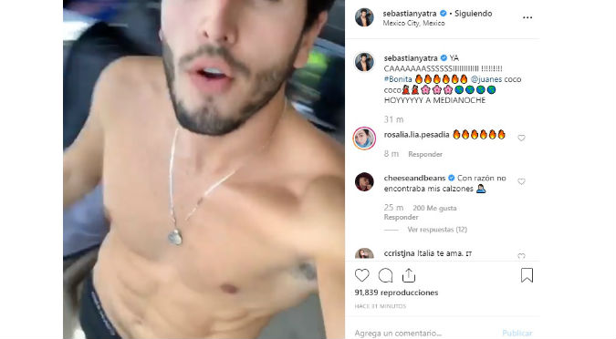 Sebastián Yatra se muestra en boxer para anunciar tema con Juanes (VIDEO)