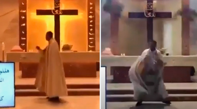 Explosión en Beirut: Se registra impactante caída del techo de una iglesia en plena realización de una misa | VIDEO