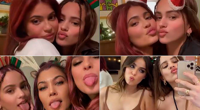 Así fue la fiesta navideña de Rosalía con Kylie Jenner y Kourtney Kardashian