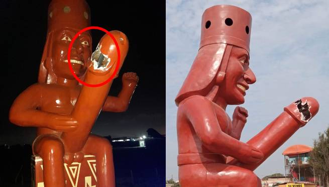 Trujillo: desadaptados dañan el huaco erótico gigante de la cultura Moche |FOTO