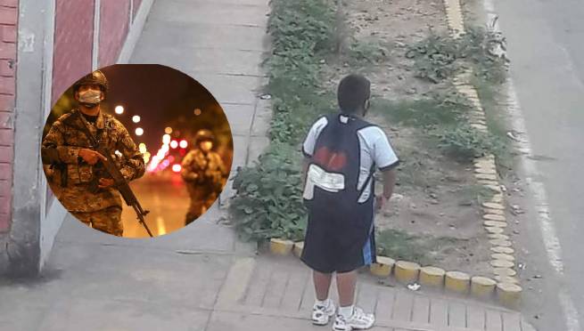 Niño va al colegio a pesar del toque de queda: 'Alguien avísele' | FOTO
