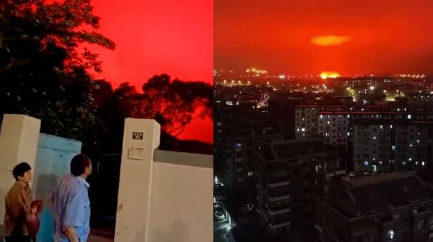 El cielo se pone rojo en China y causa pánico en la población | VIDEO