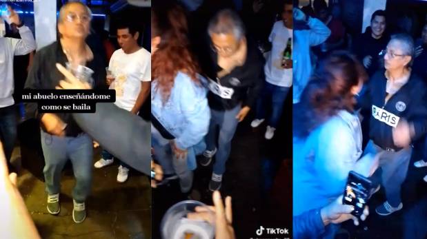 Abuelo quiere recoger a su nieto de discoteca, pero se pone a bailar con su amiga | VIDEO