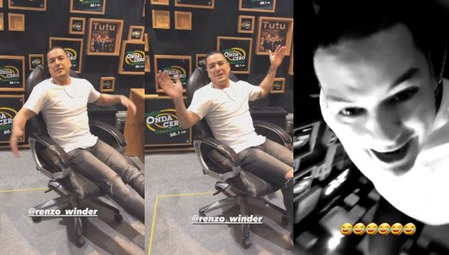 Renzo Winder sufre aparatosa caída por jugar con su silla en la cabina de Onda Cero | VIDEO