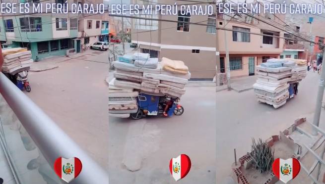 TikTok: mototaxi sorprende al llevar 20 colchones: 