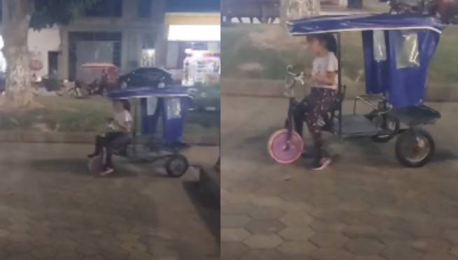Creatividad peruana: captan a niña manejando un mototaxi a su medida | VIDEO