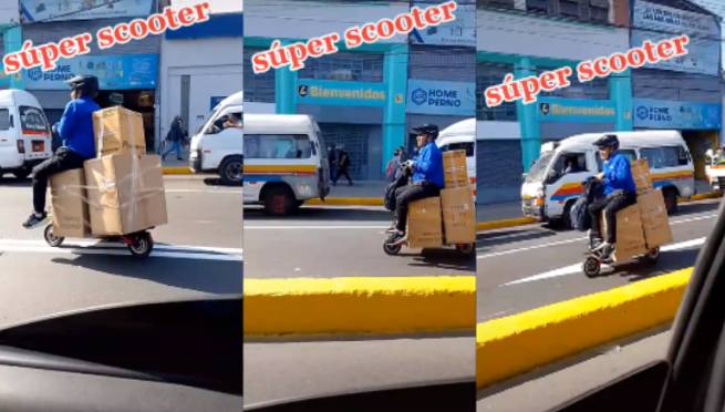 Joven usa scooter como transporte de carga para ahorrarse el taxi: 