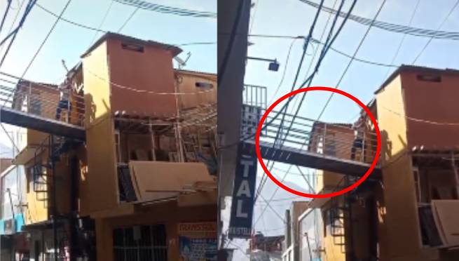 ¡Ingenio peruano! Hombre construye un puente para unir sus dos casas y y sus vecinos quedan atónitos | VIDEO