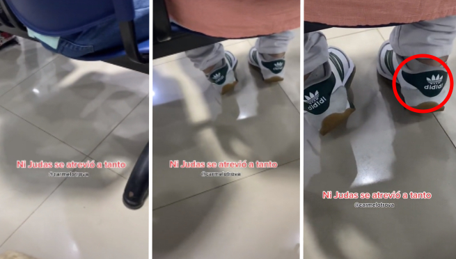 Captan a joven usando zapatillas de una marca particular y causa sensación en redes: 'Ni Judas se atrevió a tanto' | VIDEO