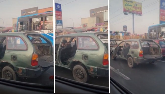 Captan a taxista con peculiar vehículo y causa sensación en redes: 