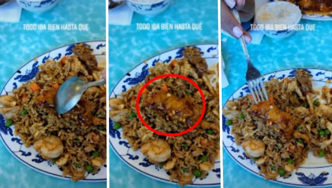 Joven va a comer chifa, pero encuentra un roedor cocinado en su plato | VIDEO