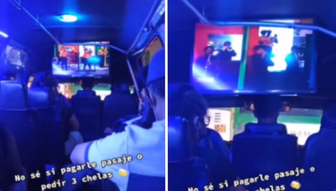 ¡De lujo! Pasajeros disfrutan de 'concierto' en combi con televisor pantalla plasma | VIDEO