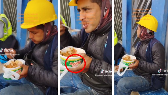 Obrero es captado con peculiar táper en el trabajo y es troleado: 'Seguro no devuelve los tapers' | VIDEO