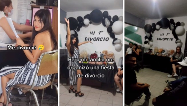 Mujer se divorcia por primera vez y su familia le organiza un fiestón para celebrarlo a lo grande | VIDEO