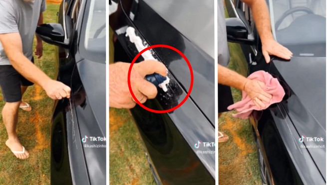 Hombre imita un 'truco' de Internet para quitar la ralladura de un carro y termina mal | VIDEO