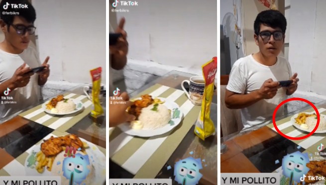 Quiso tomarle foto a su almuerzo, pero su perrito fue más vivo y se quedó sin presa de pollo | VIDEO