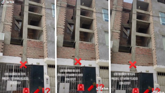 Peruano levanta edificio con 1 sola columna y genera burlas: 'Columna con conexión Bluetooth' | VIDEO