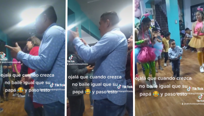 Mujer se burla de los pases de baile de su esposo, pero descubre que su hijo baila igual | VIDEO