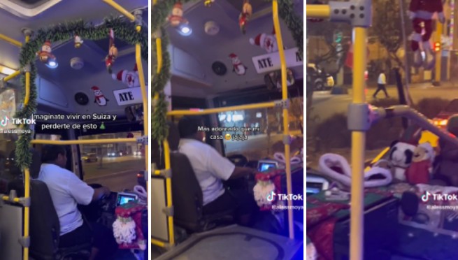 Chofer peruano decora su bus con adornos navideños y se vuelve viral: 