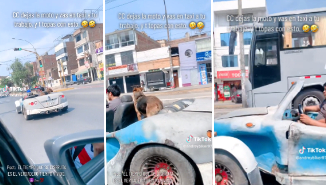 Captan a peruanos manejando un particular carro y se vuelven virales: 