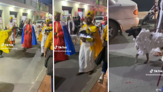 Disfrazan a perrito como oveja para acompañar desfile de los Reyes Magos | VIDEO