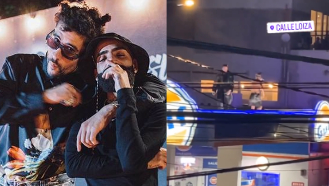 Bad Bunny y Arcángel dieron un concierto gratuito en el techo de una gasolinera | VIDEO