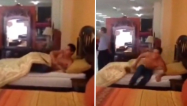 Hombre se queda dormido en cama de tienda de colchones y se vuelve viral | VIDEO