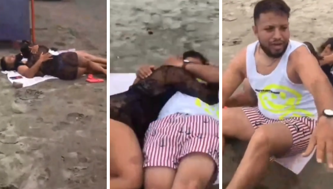 Le dijo su esposa que iría a la oficina, pero lo encuentra con su secretaria en la playa | VIDEO