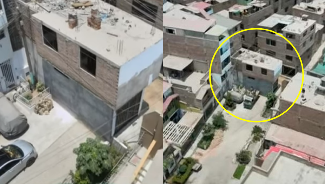 ¡Insólito! Construyen casa en medio de la pista en San Juan de Lurigancho y vecinos quedan en shock | VIDEO