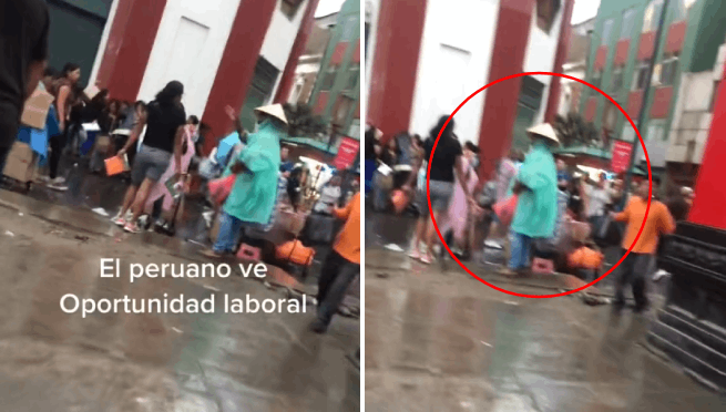 Peruano no pierde el tiempo y aprovecha las lluvias para poner un negocio: 'Somos otro nivel' | VIDEO