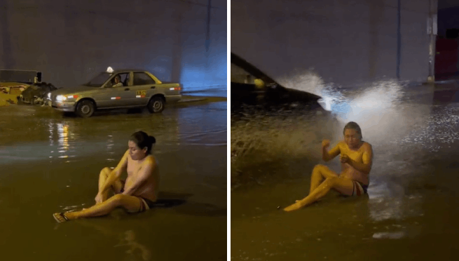 Peruano se baña en la pista tras quedarse sin agua y sucede lo impensado: 