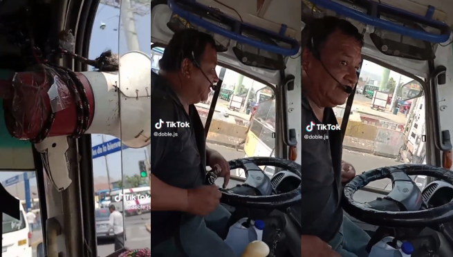 Chofer peruano no tiene cobrador y usa curioso megáfono para atraer pasajeros: 'Otro nivel'