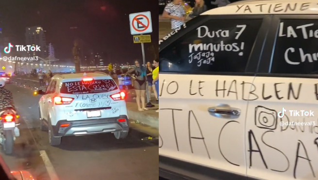 Hombre conduce auto con peculiares advertencias de su esposa: “No le hablen, está casado”