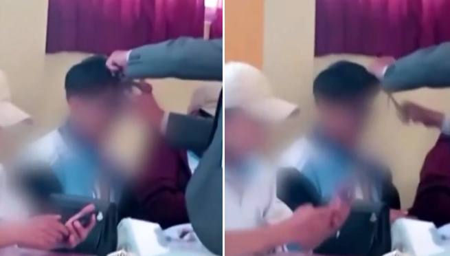 Auxiliar de colegio es criticado por cortar cabello a estudiante en plena clase