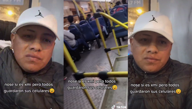 Peruano sube a bus y queda sorprendido porque todos guardaron sus celulares: “No sé si es por mí”