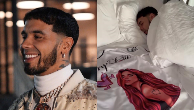 ¿Esta obsesionado? Anuel AA es visto durmiendo con una camiseta de Karol G