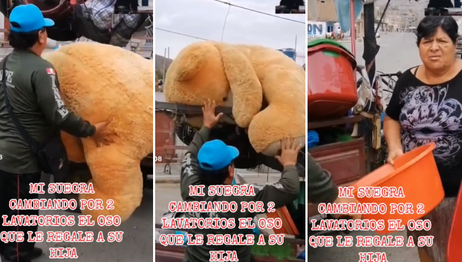 Capta a su suegra cambiando el peluche que le regalo su novia por un lavatorio: “Adiós malos recuerdos”