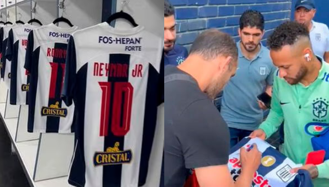 ¿Es hincha grone? Neymar le pidió a Hernán Barcos que firme su camiseta de Alianza Lima