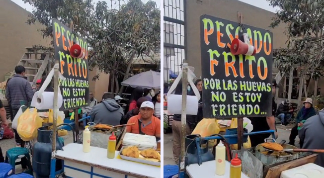 ¡Esto es marketing! Peruano sorprende con peculiar letrero para ofrecer pescado frito