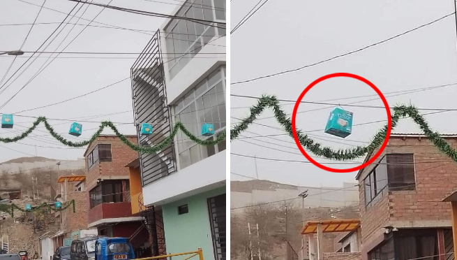 Vecinos decoran sus calles con cajas de panetones en San Juan de Lurigancho: “Qué elegante”