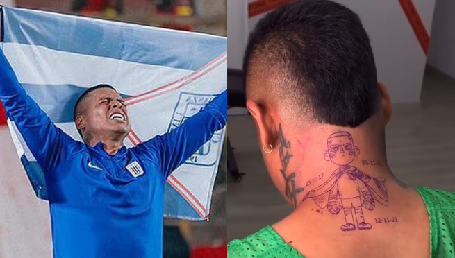 Ángelo Campos se tatuó una caricatura de él con la bandera de Alianza Lima en el Monumental