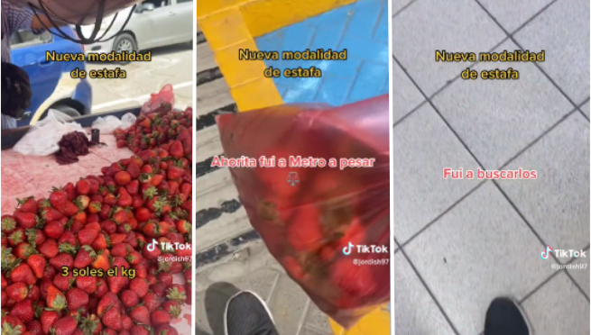 Peruano compra 1 kilo de fresas a S/3 en carretilla, pero termina estafado: 