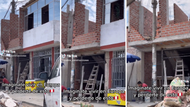 Albañiles peruanos implementan un poste de alumbrado público en el interior de una casa | VIDEO