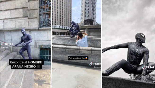 Se encuentra a 'Spider-Man' en el Centro de Lima, le toma fotografías y se vuelve viral | VIDEO