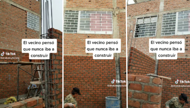 Peruana construye el segundo piso de su casa y deja sin ventanas a su vecino | VIDEO