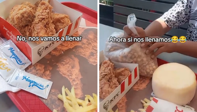 Peruano lleva a KFC su queso con mote para acompañar su pollito: “Este muchacho me llena de orgullo”