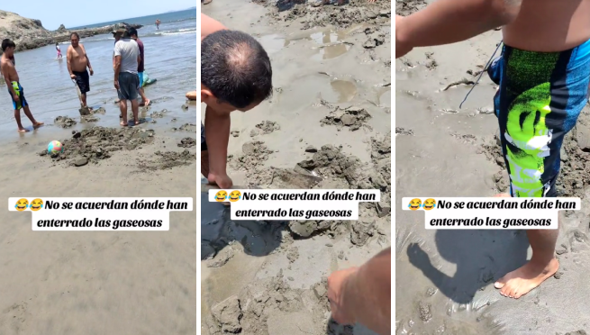 Peruanos entierran sus gaseosas en las playa, pero luego no recuerdan donde las dejaron: “Ofrenda a la playa”