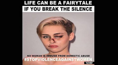 Miley Cyrus y Emma Watson aparecen golpeadas en campaña contra la violencia de género
